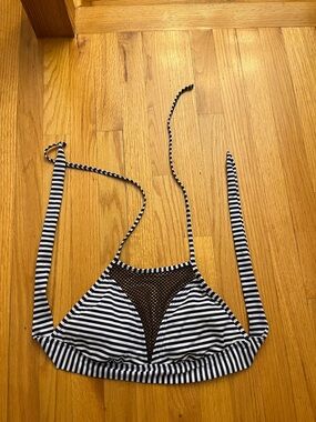 Mossimo Supply Co. Navy and White Striped Bikini Top